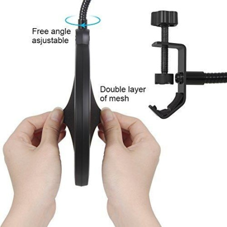 TARTARUGA PS1 Filtro anti pop para microfonos con soporte metálico tipo ganzo