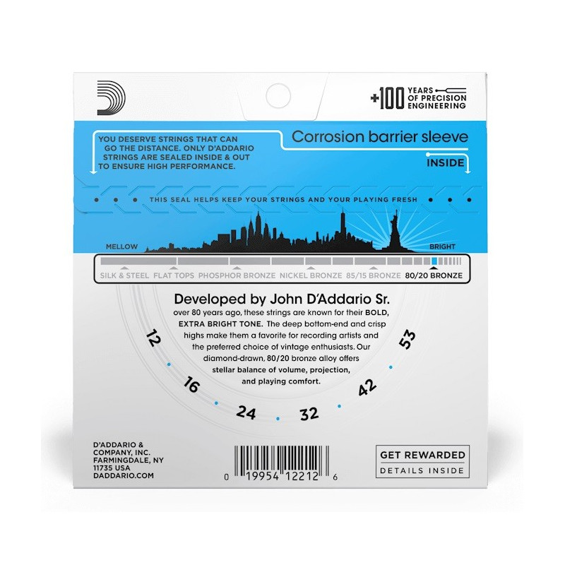 D'ADDARIO EJ11 Encordado Ligth para Guitarra acústica