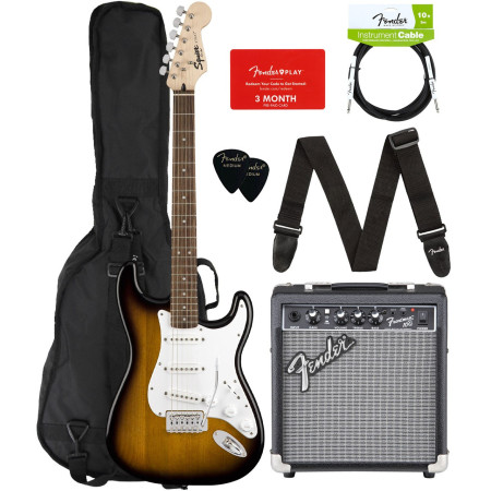 FENDER SQUIER STRAT PACK STRAT GB 10B Kit de guitarra electrica con accesorios