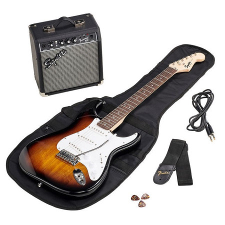 FENDER SQUIER STRAT PACK STRAT GB 10B Kit de guitarra electrica con accesorios