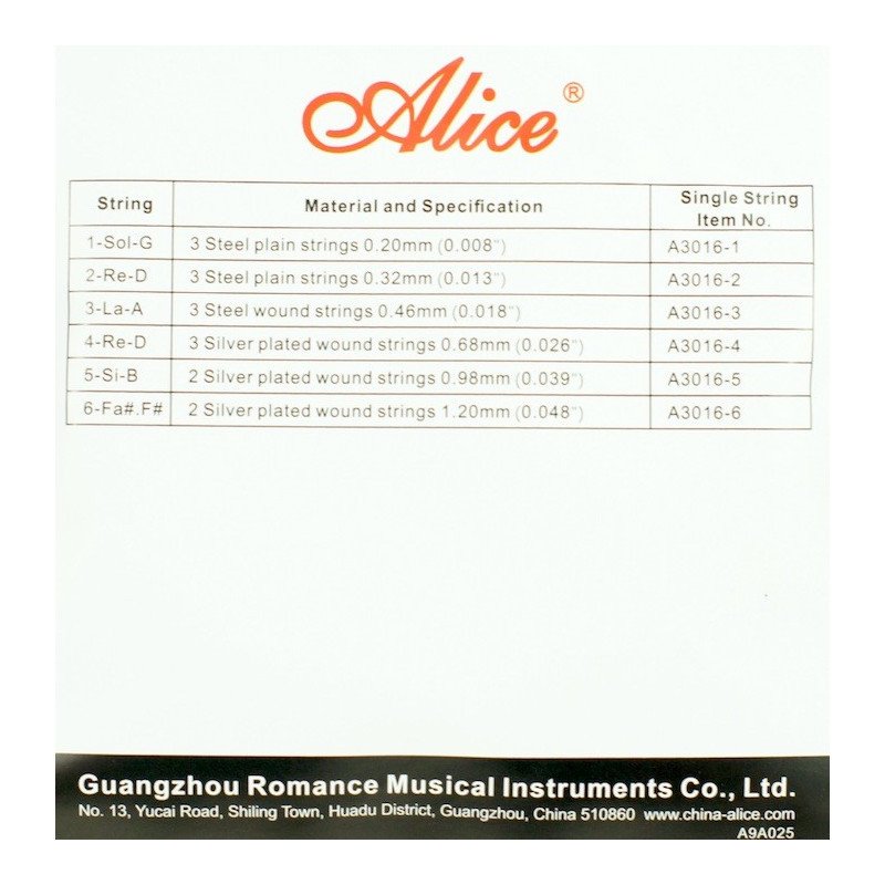 Encordado Alice A3016 para bandola colombiana de 16 cuerdas