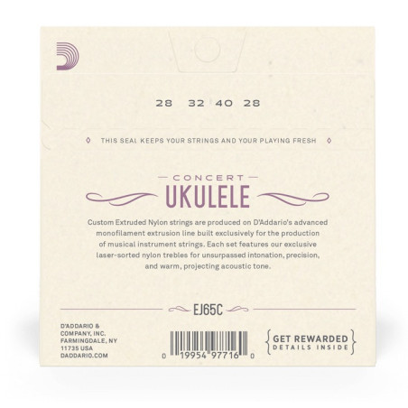 D'ADDARIO EJ65C Encordado Ukelele Concierto