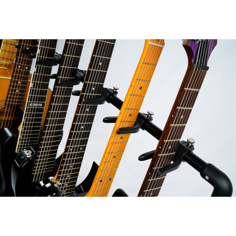 GUITTO GGS-11: Soporte multi-instrumento plegable y portátil para 7 guitarras