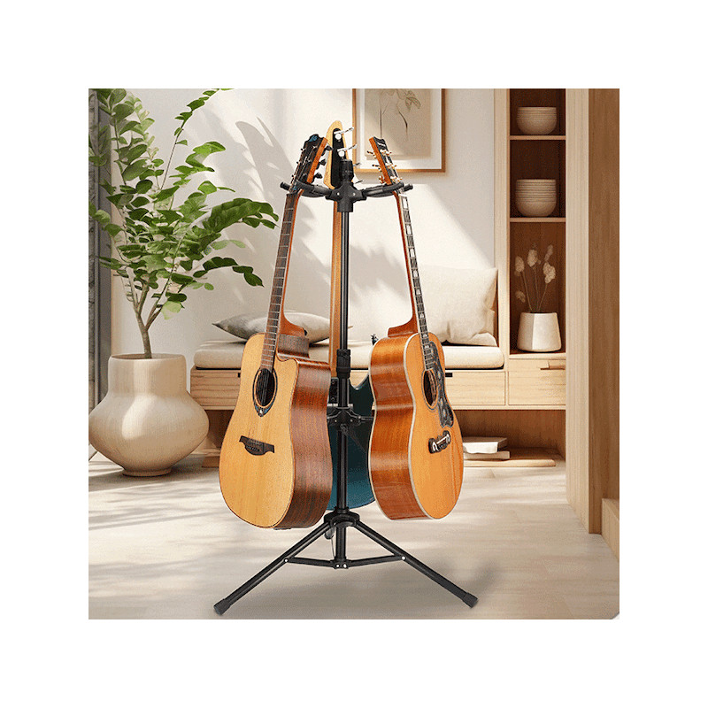 GUITTO GGS-06T Soporte plegable para 3 guitarras