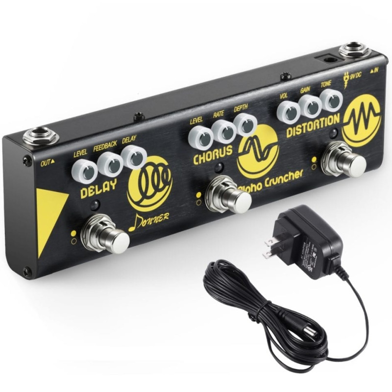 Donner EC962 Alpha Cruncher – Pedal Multiefectos con Distorsión, Chorus y Delay