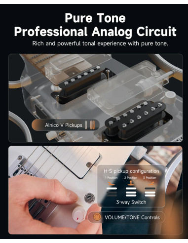 DONNER HUSH-X PRO EC7030 BLACK KIT Guitarra eléctrica con simulación de tonos