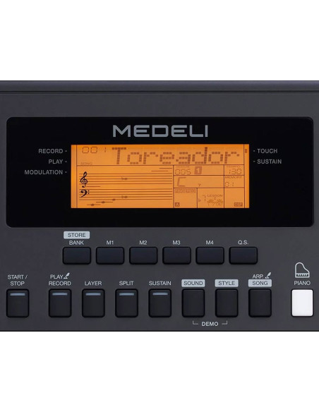 MEDELI MK200 BK Teclado Electrónico con 61 teclas sensitivas