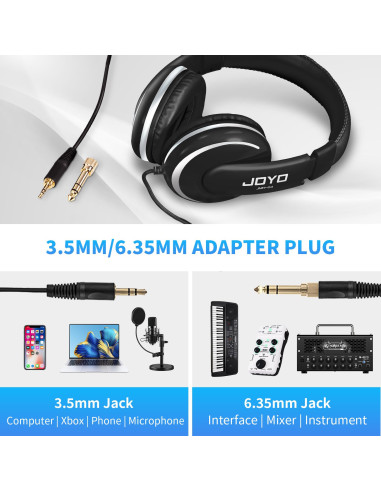 Joyo JMH‑04 – Auriculares Cerrados de Estudio con Driver 40 mm y Adaptador