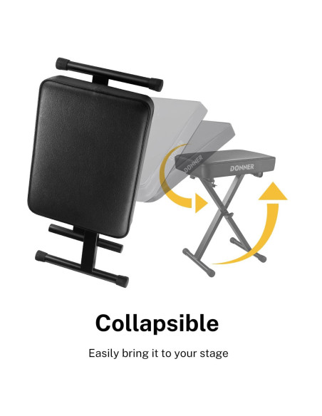 Banco Ajustable Donner EC2060 para Teclado – Espuma Alta Densidad X‑Style