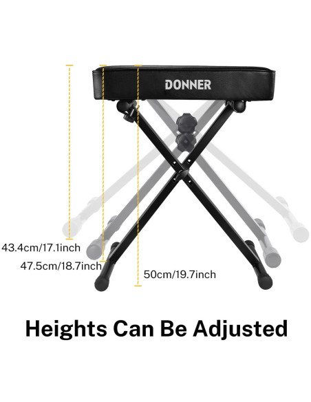 Banco Ajustable Donner EC2060 para Teclado – Espuma Alta Densidad X‑Style