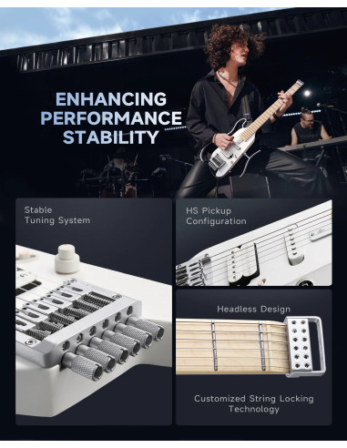 Donner HUSH-X Natural EC6808 | Guitarra headless de viaje