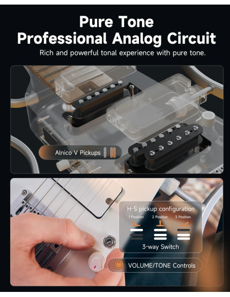 DONNER HUSH-X PRO EC7029 WHITE KIT Guitarra eléctrica con simulación de tonos