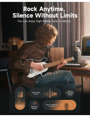 DONNER HUSH-X PRO EC7029 WHITE KIT Guitarra eléctrica con simulación de tonos