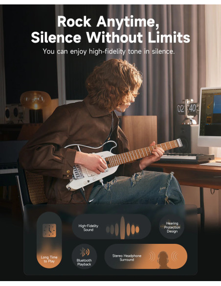 DONNER HUSH-X PRO EC7029 WHITE KIT Guitarra eléctrica con simulación de tonos