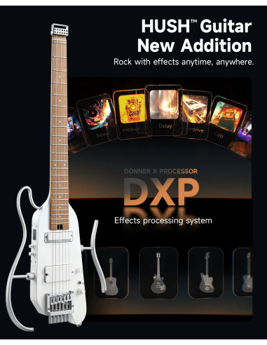 DONNER HUSH-X PRO EC7029 WHITE KIT Guitarra eléctrica con simulación de tonos