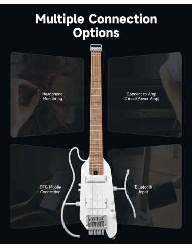 DONNER HUSH-X PRO EC7029 WHITE KIT Guitarra eléctrica con simulación de tonos