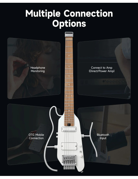 DONNER HUSH-X PRO EC7029 WHITE KIT Guitarra eléctrica con simulación de tonos