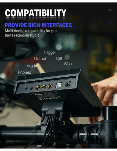 Donner DED-200 EC3130 Batería Electrónica con Pads de Malla y USB MIDI