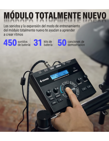 Donner DED-200 EC3130 Batería Electrónica con Pads de Malla y USB MIDI