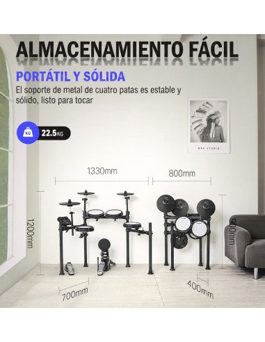 Donner DED-200 EC3130 Batería Electrónica con Pads de Malla y USB MIDI