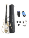 DONNER EC7450 HUSH-X PRO Guitarra eléctrica viajera White. Headless con Efectos Integrados, IR y USB-C