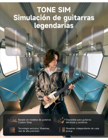 Donner HUSH-X PRO EC7450 White Luxe Guitarra Headless con Efectos