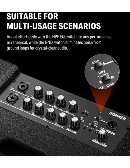 Amplificador Donner DDA-1000 EC7094 para Batería Electrónica