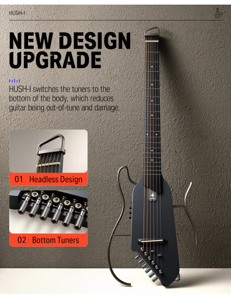 DONNER EC1782 HUSK-I BK Guitarra clasica electroacustica viajera