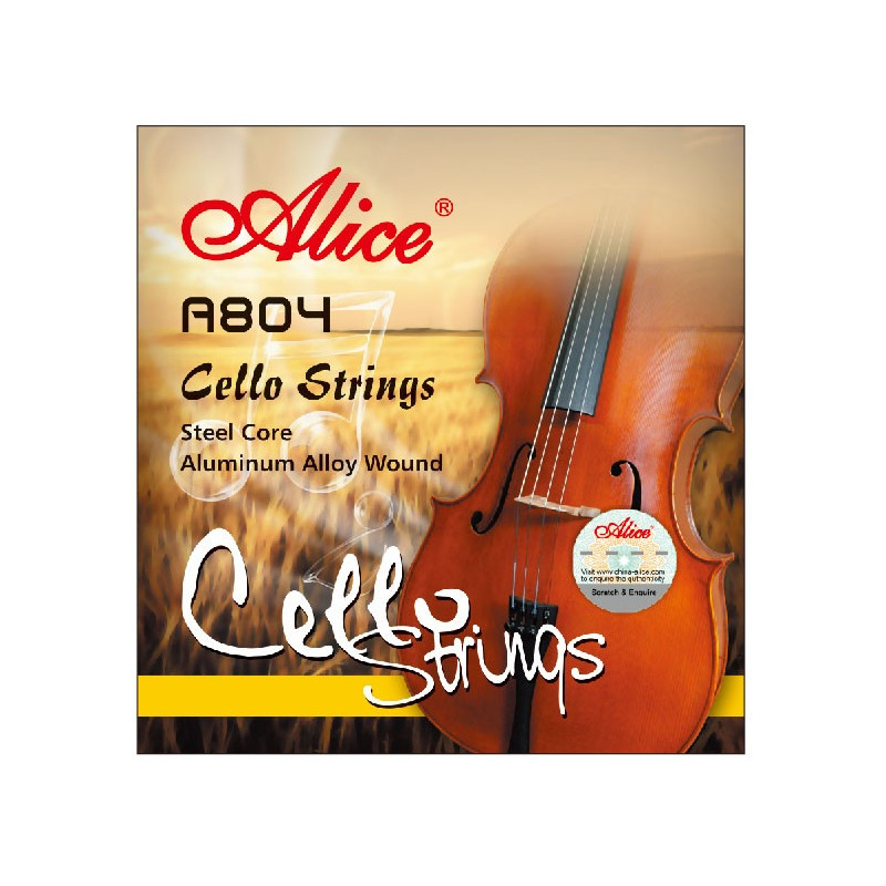 ALICE A804 Encordado para Cello completo con nucleo en acero y entorchado en nyckel plata