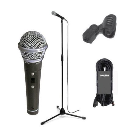 SAMSON VP1 PACK Set de micrófono dinamico con atril y cable